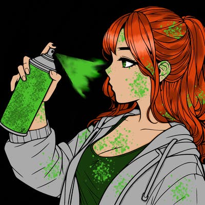 a realistic girl spray, painting