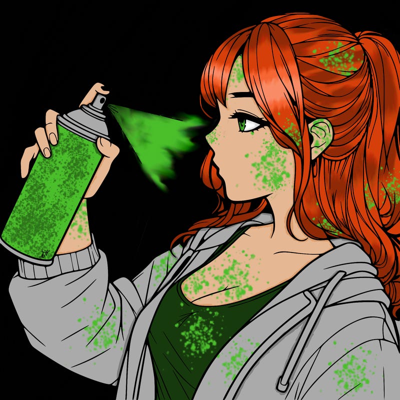 a realistic girl spray, painting