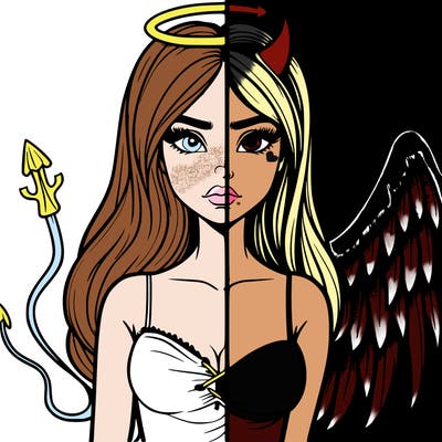 devil vs angel realistic girl