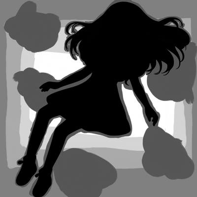 realistic girl floating