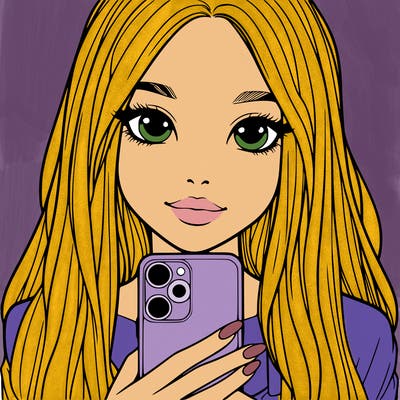 realistic girl with a phone