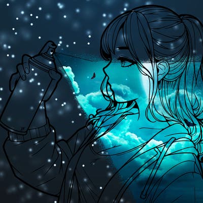 a realistic girl spray, painting