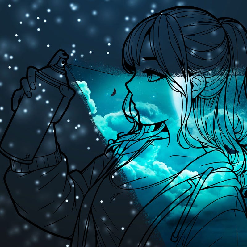 a realistic girl spray, painting