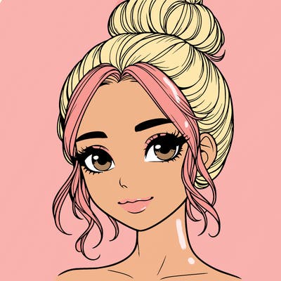 realistic pretty girl with hair in bun