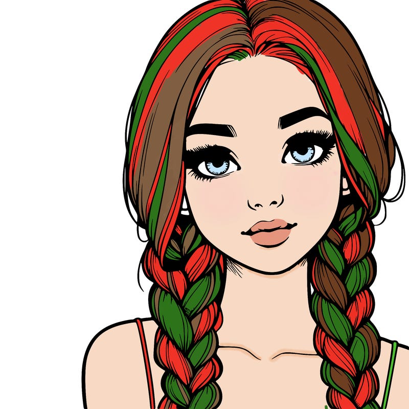 realistic girl with braids