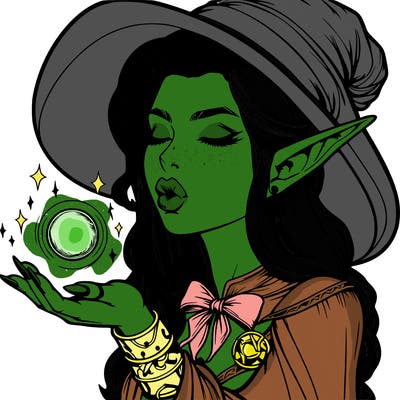 realistic elf casting a spell with lips