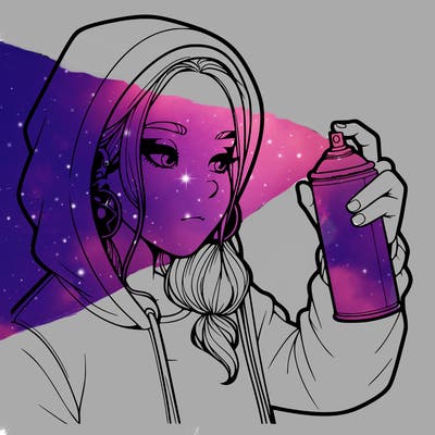 a realistic girl, spray painting