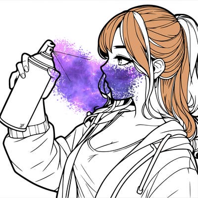 a realistic girl spray, painting