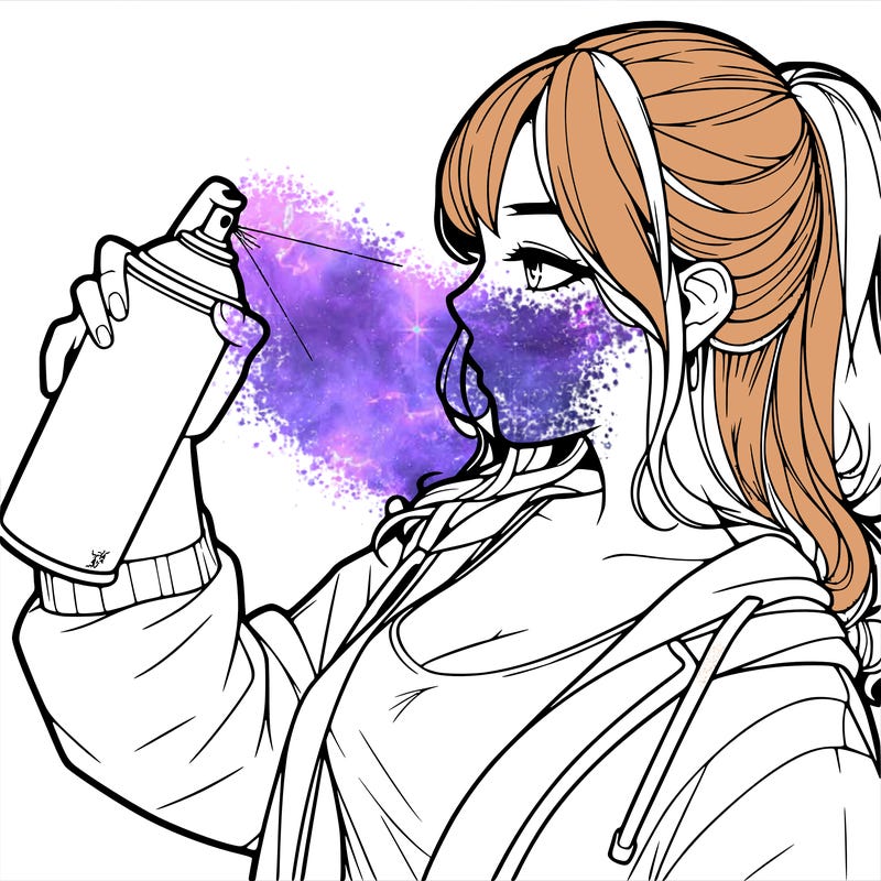 a realistic girl spray, painting