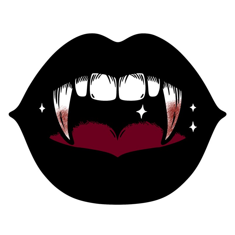 lips with vampire teeth