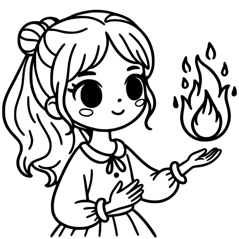 a girl with fire in her hand