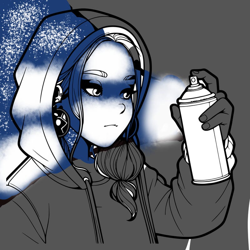 a realistic girl, spray painting