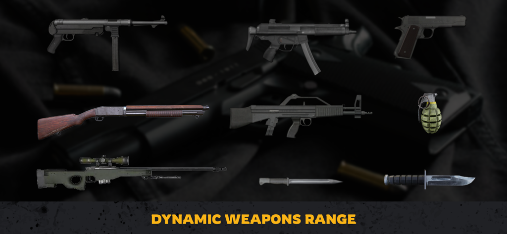 Gun Shooting Games: Online FPS - A collection of various firearms including sniper rifles shotguns and pistols available in the game