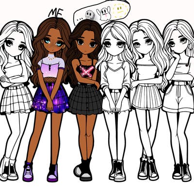 a group of girls realistic