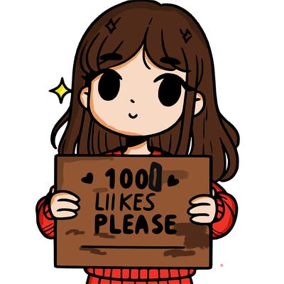 a girl holding up a sign saying 100 likes please