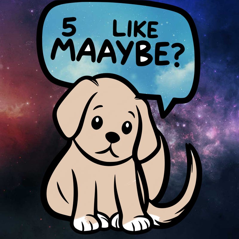 a puppy that says 5 like maybe