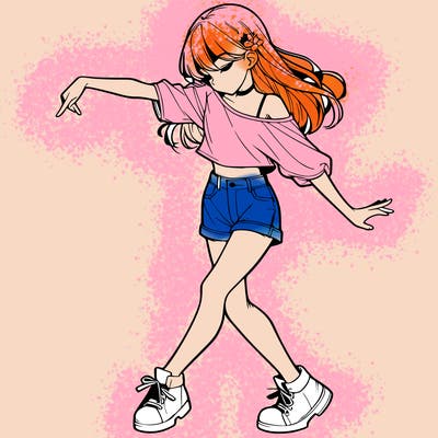 realistic girl danceing