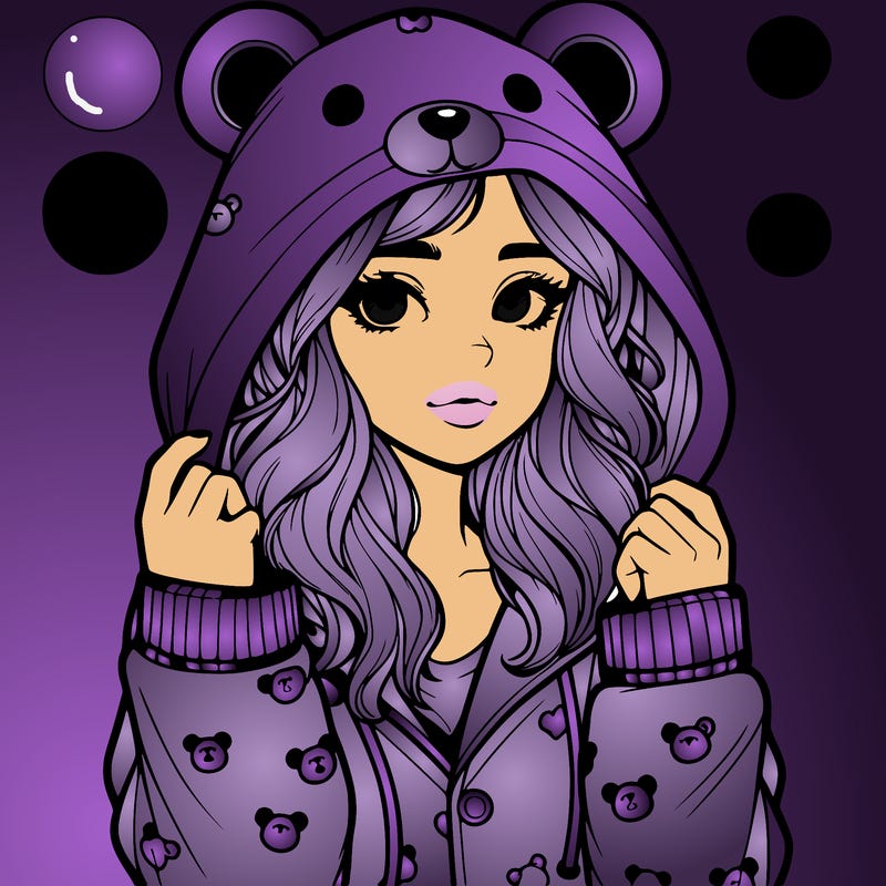 realistic girl in a animal pjs hoodie