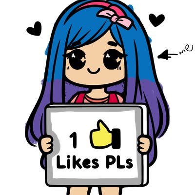 girl holding a sign saying 10 likes pls