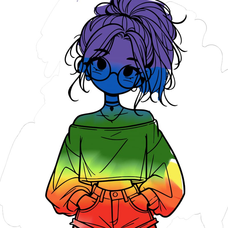 girl with a messy ponytail glasses a baggy crop top and jean shorts