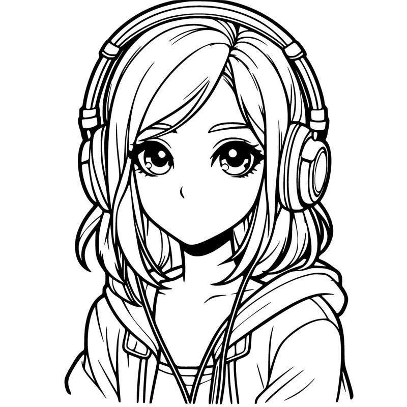 a realistic girl with headphones on