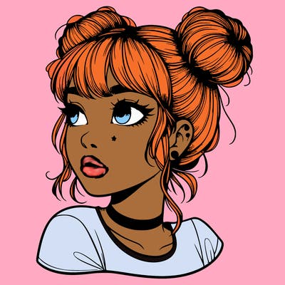 realistic girl with spacebuns