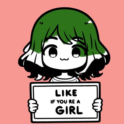 a cute girl holding a sign that says like if you’re a girl
