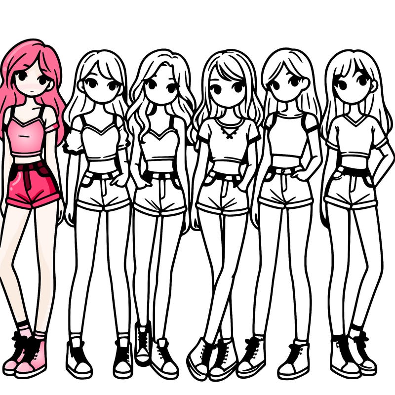 a group of girls wearing crop tops and shorts