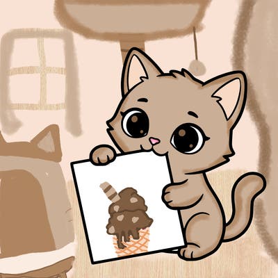 a small cat with a blank sheet of paper in its hand. the cat is sooooooo cute!