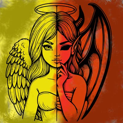 realistic angel half demon