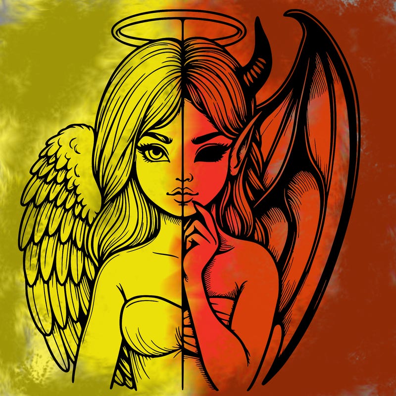 realistic angel half demon