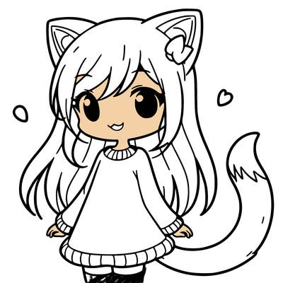 girl with cat ears and tail