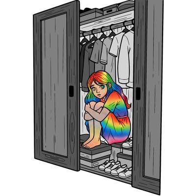 girl hiding in a closet