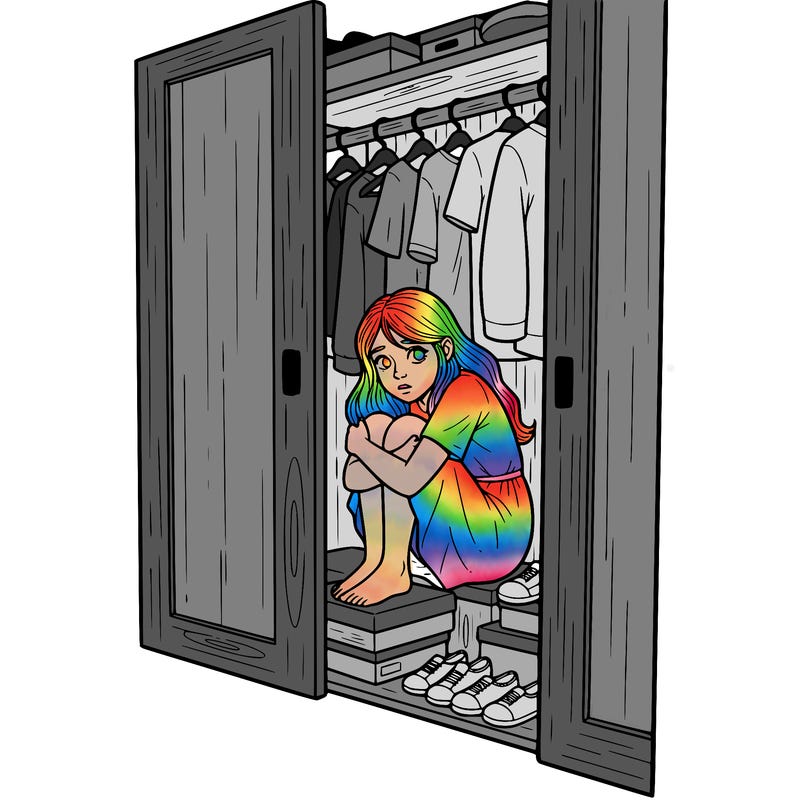 girl hiding in a closet