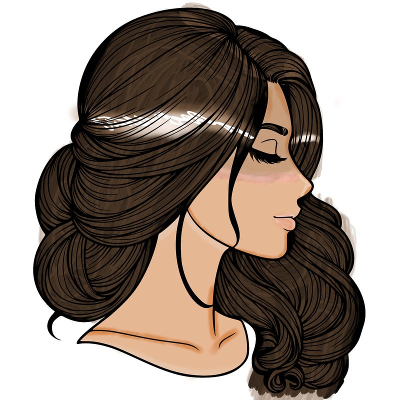 realistic woman's head & hair