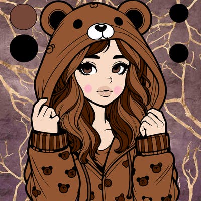 realistic girl in a animal pjs hoodie