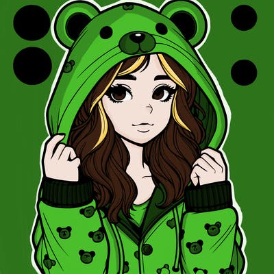 realistic girl in a animal pjs hoodie
