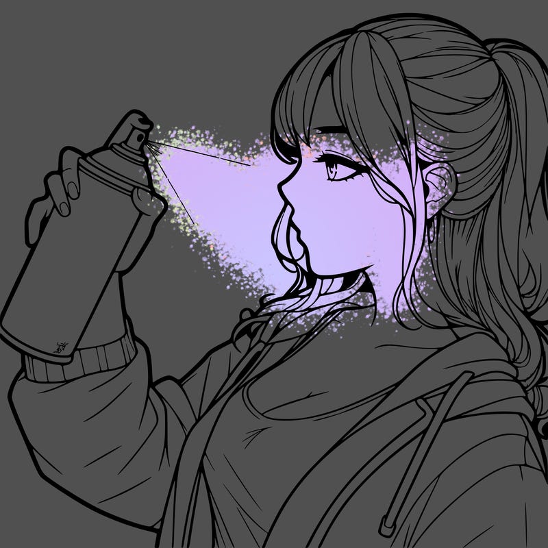 a realistic girl spray, painting