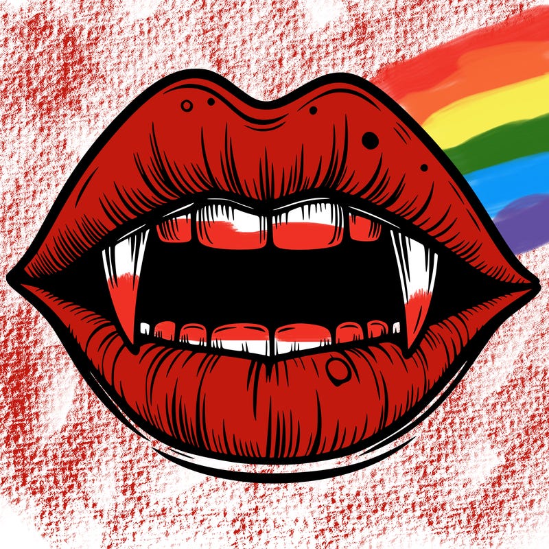 lips with vampire teeth