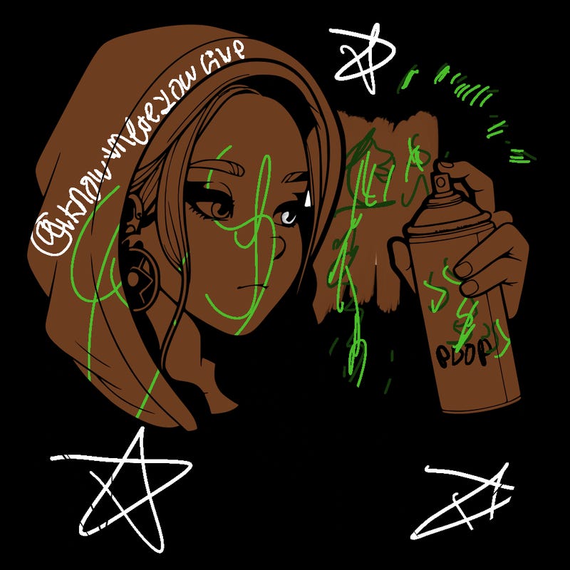 a realistic girl, spray painting