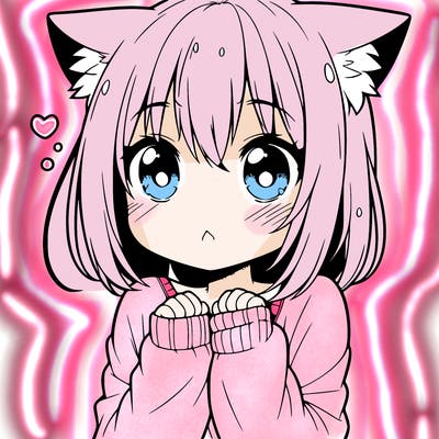 shy anime catgirl