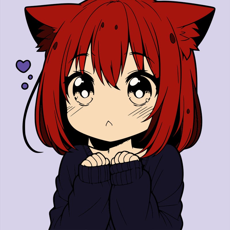 shy anime catgirl