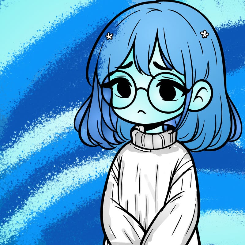 sad girl with glasses in a sweater