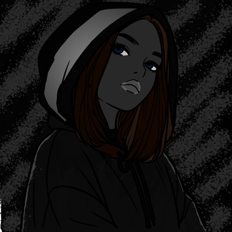 a realistic girl in a hoodie