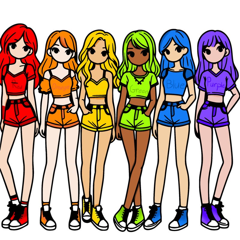 a group of girls wearing crop tops and shorts