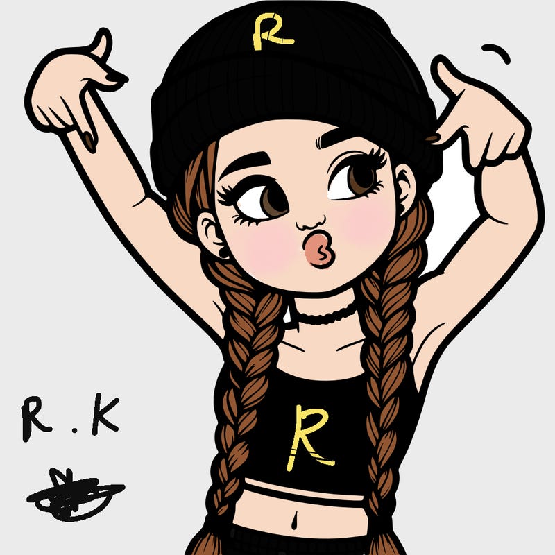realistic teenage girl with braids and a beanie and crop top doing 🫶🏼