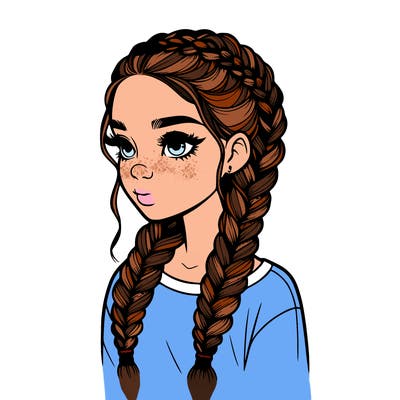 realistic girl with braids