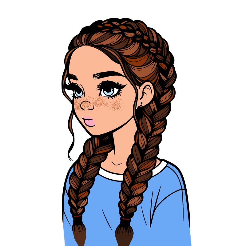 realistic girl with braids
