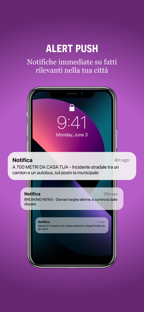 Smartphone displaying hyper-local push notifications from the FirenzeToday news app