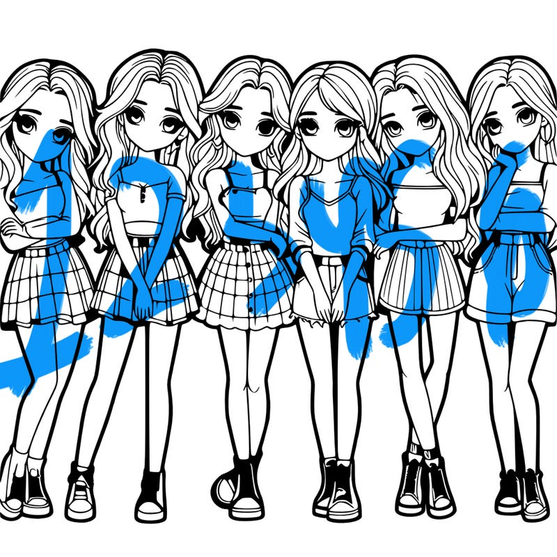 a group of girls realistic